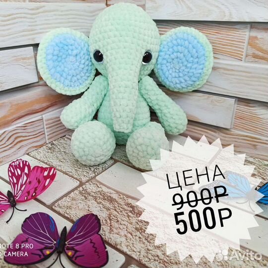 Слоник вязанный плюшевый