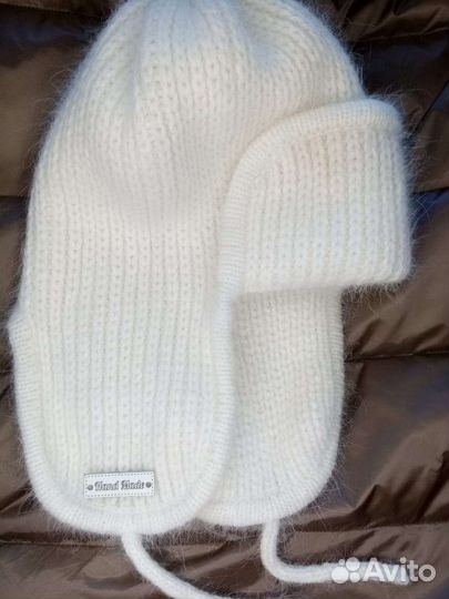 Шапка ушанка женская вязаная