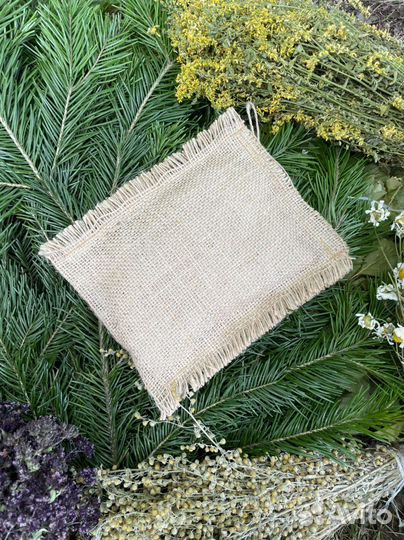 Мочалка для бани с органическим мылом (льняная)