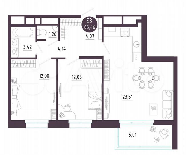 2-к. квартира, 65,5 м², 8/10 эт.