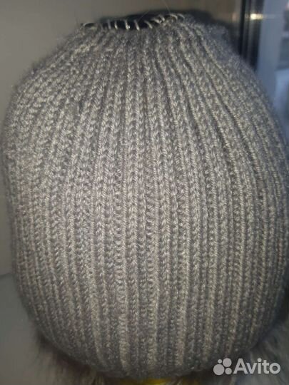 Шапка норковая женская, вязанная. Теплая