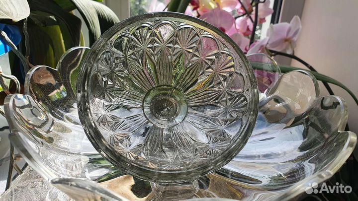 Крышка стекло от старинной сахарницы
