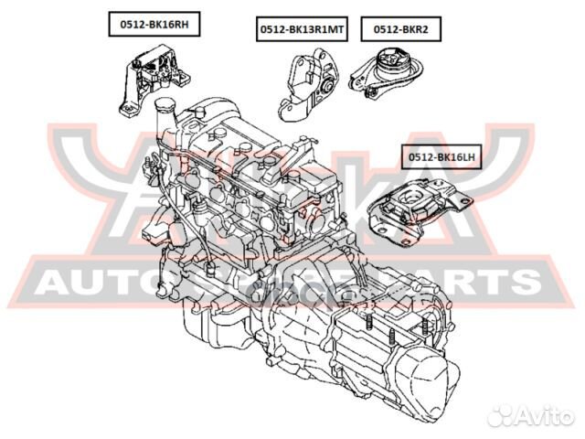 Подушка двигателя прав 0512BK16RH asva