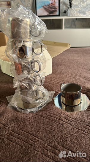 Кофейный набор из нержавеющей стали с золотым покр