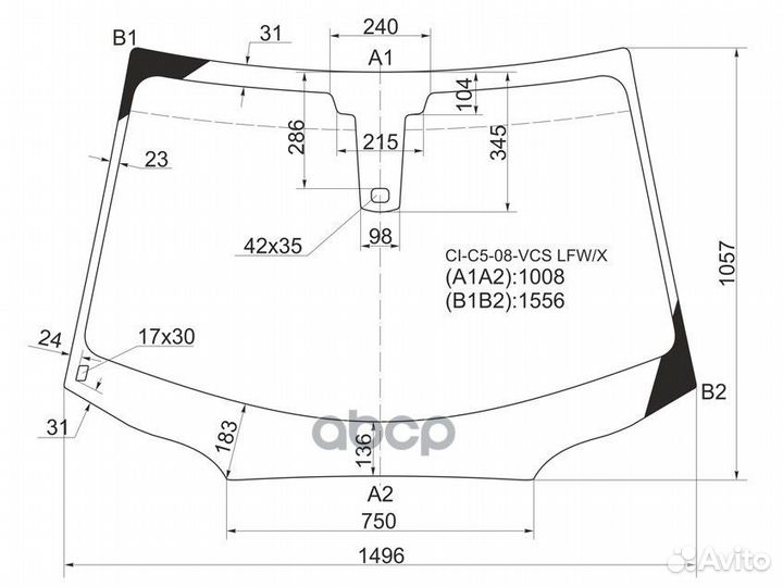 Стекло лобовое + дд citroen C5 4/5D 08-17 CI-C5