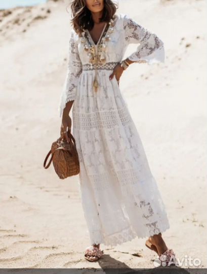 Летнее кружевное платье в стиле бохо 38, 40, 42