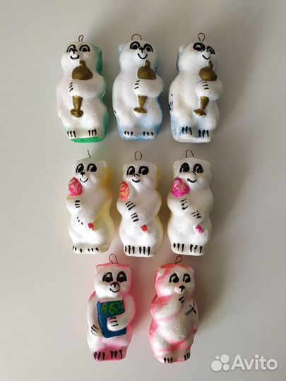 Елочные игрушки СССР пенопластовые Мишки