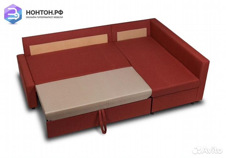 Диван угловой дельфин Поло терракотовый