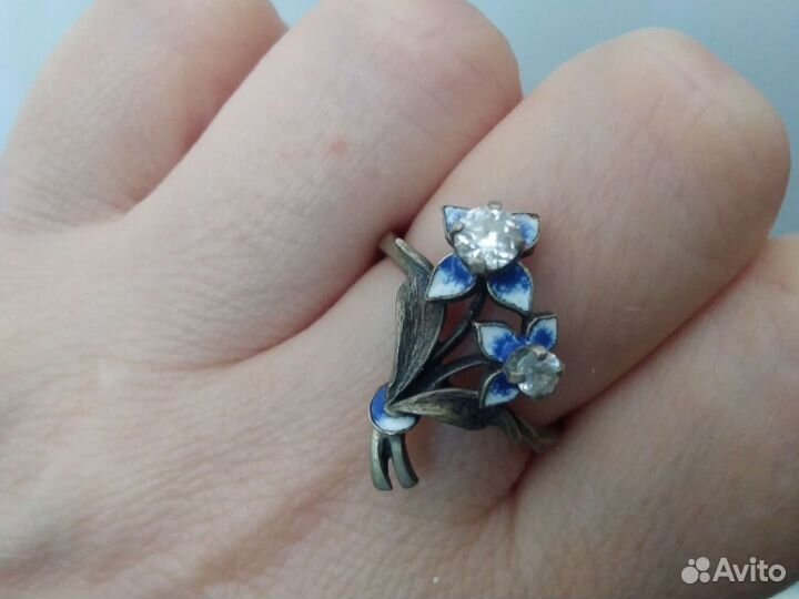 Серьги и кольцо с эмалью СССР