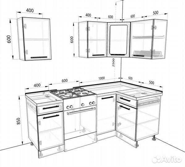 Кухня угловая Алиса крафт 2,5м