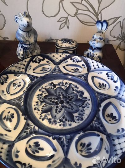 Гжель, тарелка пасхальная