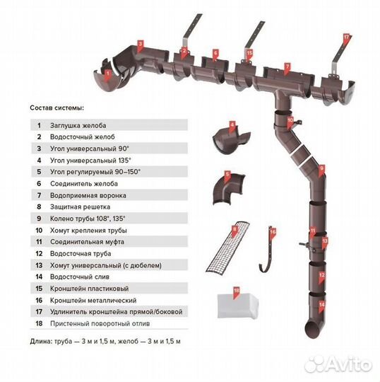 Заглушка желоба тн Verat 125/82 мм коричневый