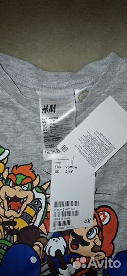 Пижама Hm новая 98-104 mario