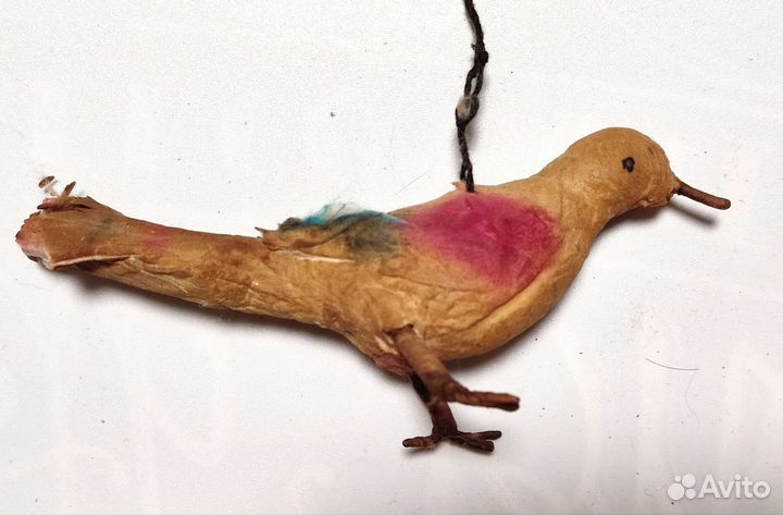 Елочная игрушка СССР вата птичка