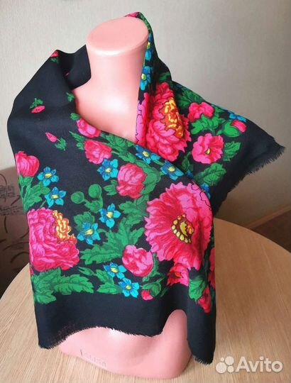 Старинный Павловопосадский платок 95 СССР шерсть