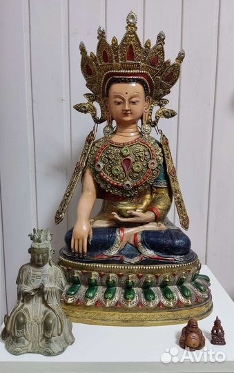 Большая старинная статуэтка Будды Шакьямуни