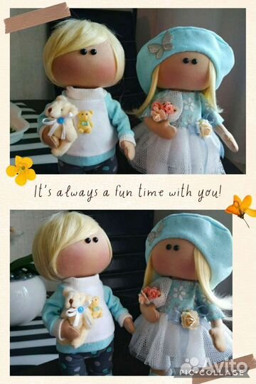 Куклы ручной работы девочка и мальчик