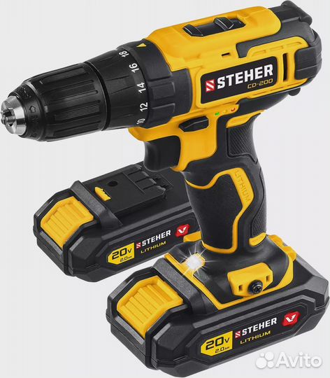 Steher V1, 20 В, 40 Нм, 2 акб (2 Ач), дрель-шурупо