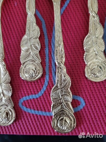 Набор новый ложек и вилок позолоченный 24 Карата