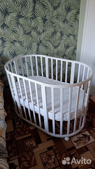 Детская кроватка с маятником круглая 9 в 1