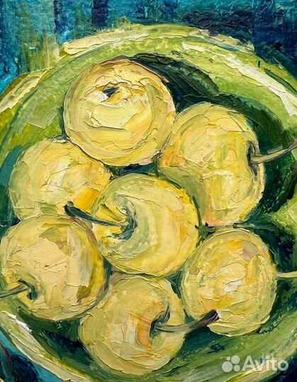 Картина с настюрмортом яблоки масло холст