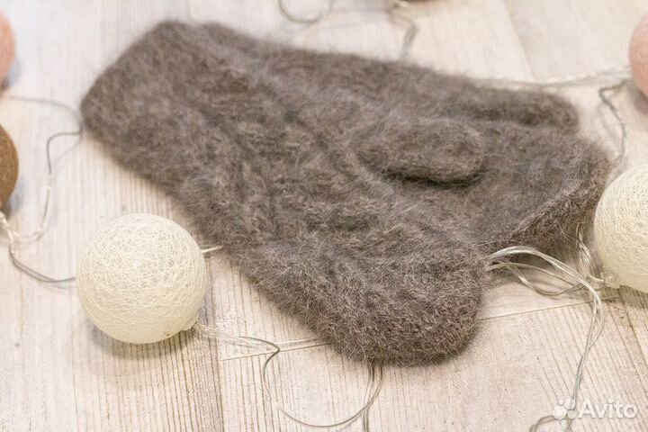 Варежки серые из собачьей шерсти (новые)