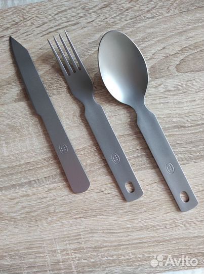 Ложка титановая, вилка, нож набор 3 предмета