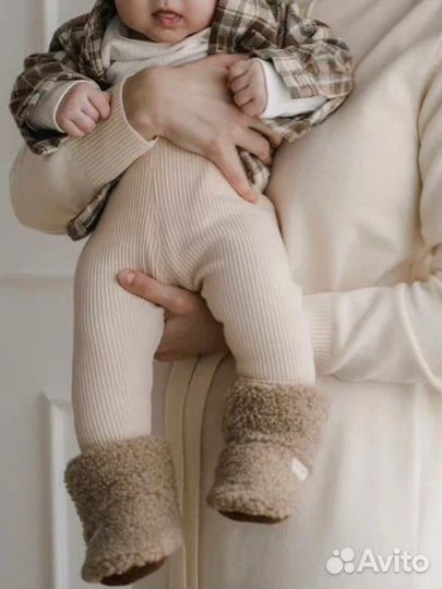 Леггинсы в рубчик песочные 12months (0-12 мес)