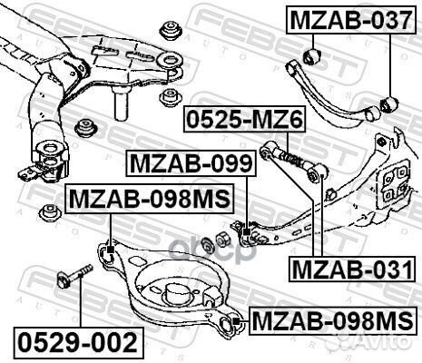 Сайлентблок рычага mazda 6 02-08 зад.подв.прод