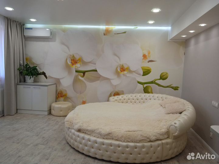 Кровать круглая+пуфик