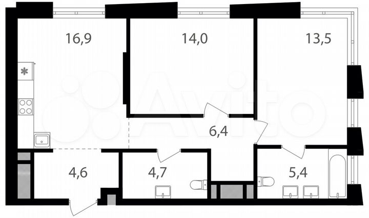 2-к. квартира, 65,5 м², 4/18 эт.