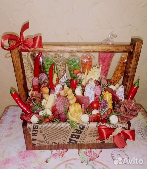 Съедобный букет в коробке/деревянный бокс