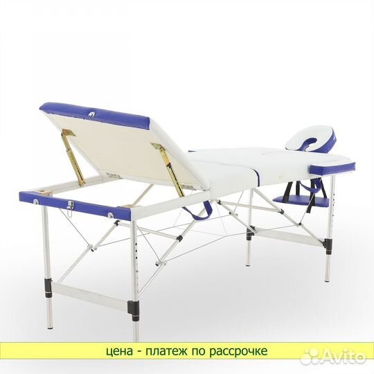 Массажная кушетка JF-AY01A 3 секции, бело-синий