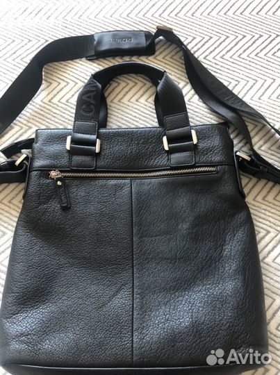 Сумка кожаная для ноутбука. Новая, черная