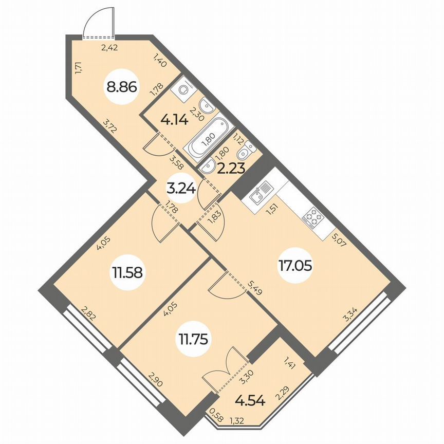 2-к. квартира, 61 м², 10/24 эт.