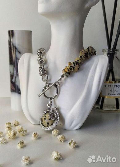 Колье чокер бисер натуральные камни