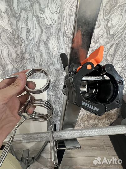 Стойка для штанги, гриф, блины, скамья