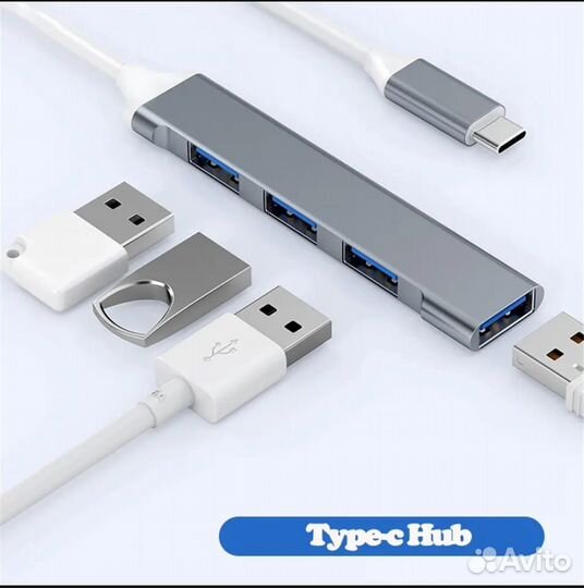 Переходник usb type-c hub новый