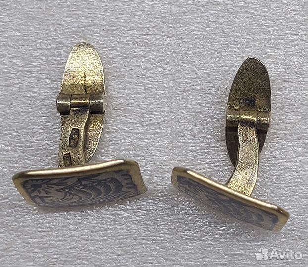 Запонки Ладья Серебро Чернь СССР Винтаж 875 проба
