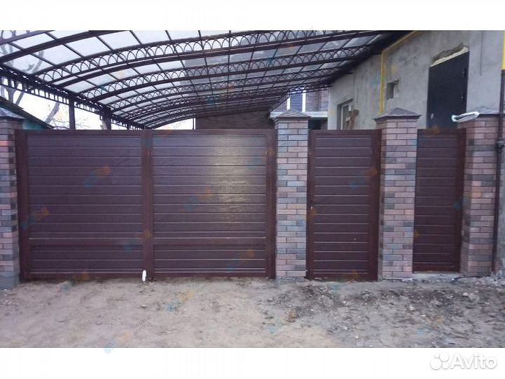 Ворота Въездные Распашные с калиткой