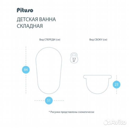 Детская ванна складная Pituso 85 см