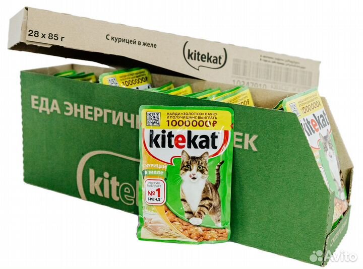 Влажный корм для кошек Kitekat курица в желе 28 шт