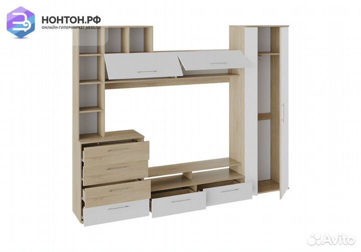 Стенка Ненси дуб сонома / белый ясень