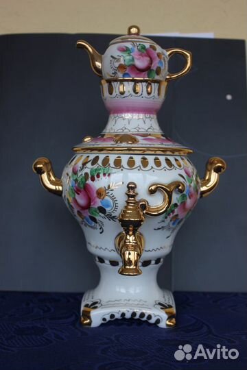 Самовар фарфоровый Гжель СССР Живопись люкс