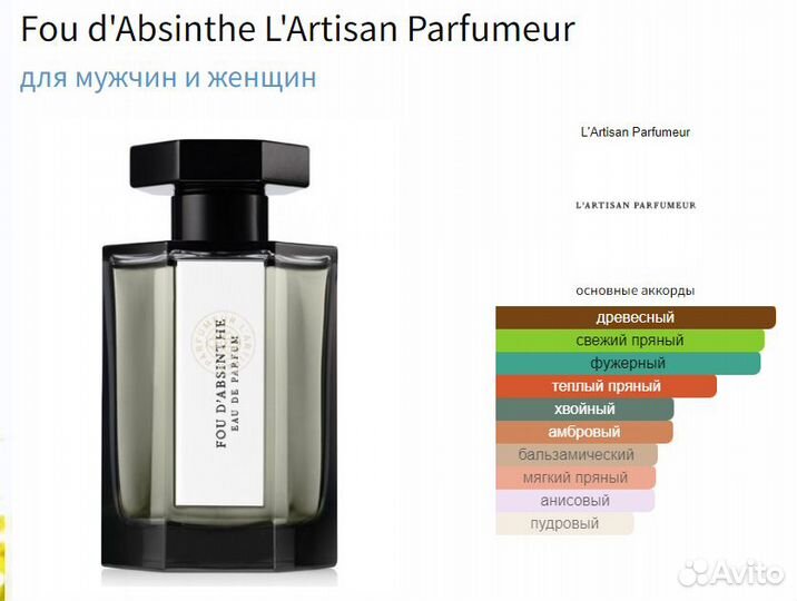 Парфюм Fou d'Absinthe L'Artisan отливант 1 мл