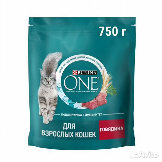 Корм purina ONE для взрослых кошек, с высоким соде