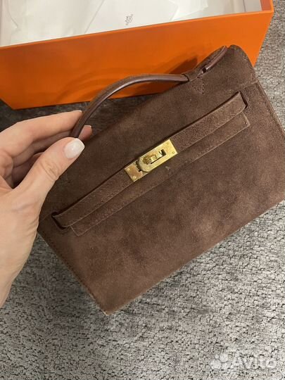 Сумка hermes kelly замша