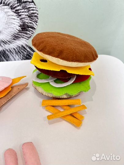 Бургер из фетра, еда из фетра, мягкие игрушки