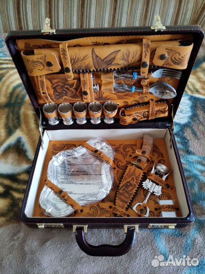 Подарочный кожаный набор для отдыха ручной работы