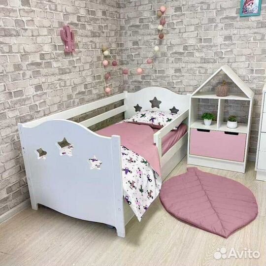 Кроватка сингл высокий борт из массива для малыша